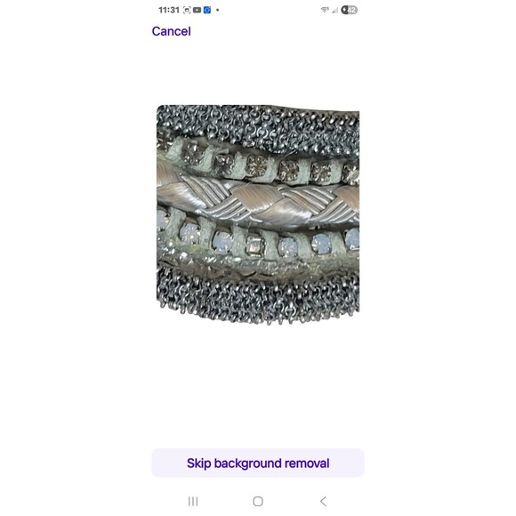 Chicos Multi-Strands Collar Necklace Silver Tone Mixed Metal Crystals Beads 16" - Picture 3 of 4